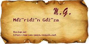Márián Géza névjegykártya